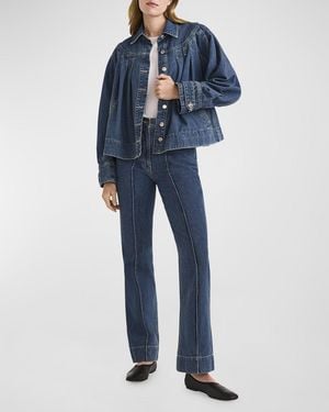 Merlette Easton Pintuck Denim Jacket - Blue