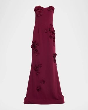 Rene Ruiz Strapless Floral Applique Trumpet Gown - Red