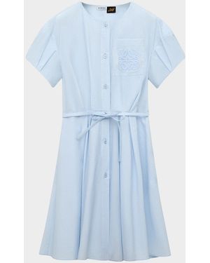 Loewe X Paula & Apos;S Ibiza Puff-Sleeve Pleated Shirtdress - Blue