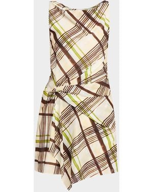A.L.C. Dea Plaid Draped Mini Dress - Natural