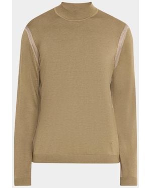 Emporio Armani Apos;S Silk-Blend Knit Mock Neck Sweater - Natural