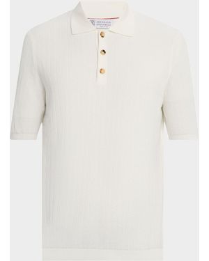 Brunello Cucinelli Cotton Textured Polo Shirt - Natural