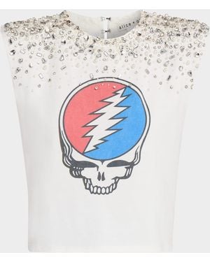 Alice + Olivia X Grateful Dead Micah Embellished Muscle Tank - White