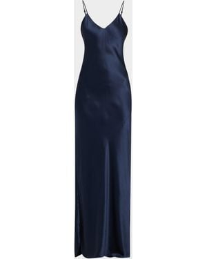 Nili Lotan Silk Satin Slip Gown - Blue