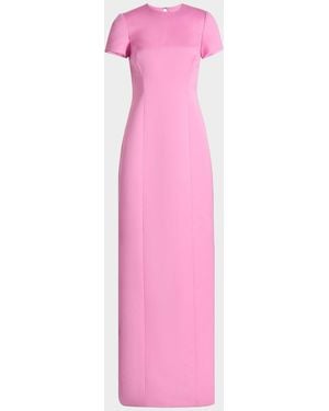 THEIA Kyne Duchess Satin Column Gown - Pink