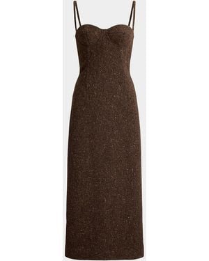 Ralph Lauren Jocey Wool-Blend Donegal Tweed Day Dress - Brown