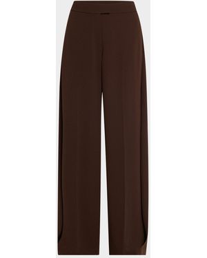 Jason Wu Wide Leg Crepe Pants With Side Extens - Brown