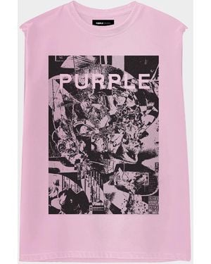 Purple Sleeveless Graphic Print Top - Pink
