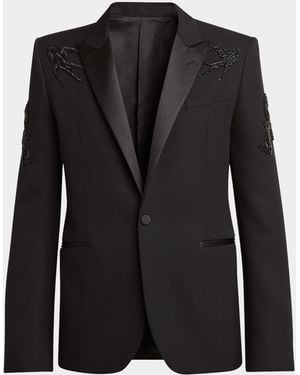 McQueen Bead-Embellished Tuxedo Jacket - Black