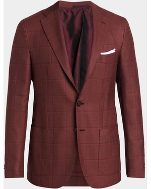 Kiton Apos;S Windowpane Single-Breasted Sport Coat - Red