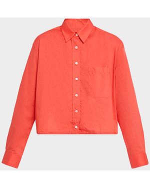 CISSA Cotton Button-Front Shirt - Red