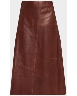 Arma Vayenne A-Line Leather Midi Skirt - Brown