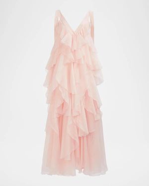 Aje. Athena Tiered Ruffle Gown - Pink