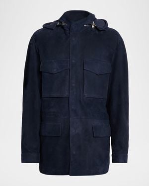 Tom Ford Apos;S Suede Hooded Field Jacket - Blue