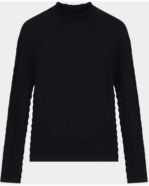 Emporio Armani Rolled-Neck Ribbed Sweater - Black