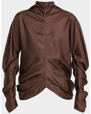 The Row Miles Draped Silk Blouse - Brown