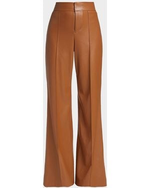 Alice + Olivia Dylan Vegan Leather Wide-Leg Pants - Brown