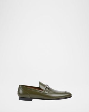Gucci Apos;S Jordaan Moccasin Leather Bit Loafers - Green