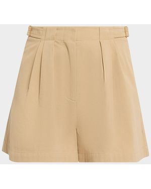 Ulla Johnson Kira Pleated Cotton Shorts - Natural