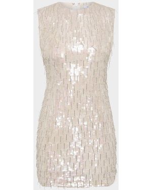 Rachel Gilbert Calypso Fringe Sequined Mini Dress - Natural