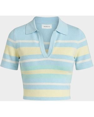 SER.O.YA Panie Knit Polo Top - Blue