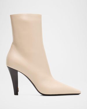 Saint Laurent Jill Leather Booties - Natural
