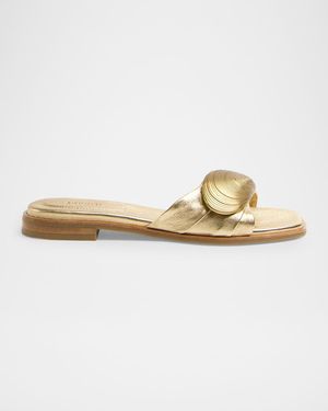 Jonathan Simkhai Gigi Oyster Metallic Leather Slide Sandals