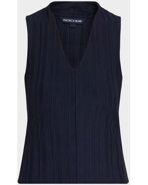 Veronica Beard Evania V-Neck Tank Top - Blue