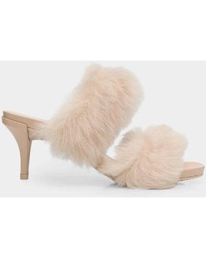 Pedro Garcia Cissy 75Mm Shearling-Leather Mules - Natural