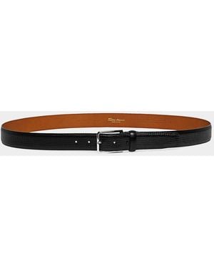 Santoni Adjustable Leather Belt - Black
