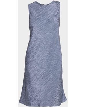 Eileen Fisher Wrap-Front Crinkled Silk Jacquard Dress - Blue