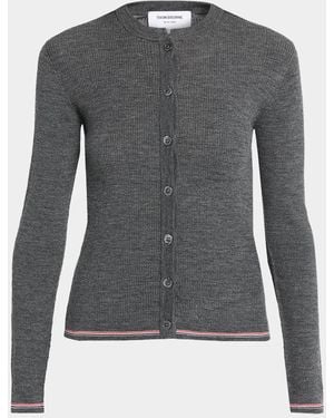 Thom Browne Rib-Knit Wool Cardigan - Gray