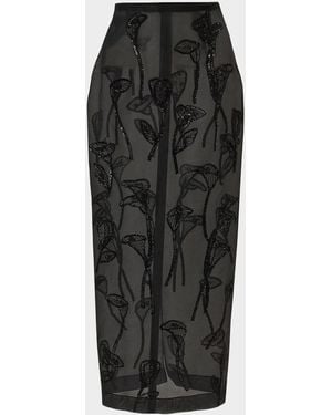 Carolina Herrera Embellished Silk Maxi Skirt - Black
