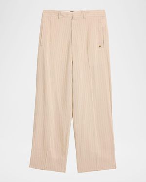 Amiri Apos;S Striped Linen-Blend Tailored Pants - Natural