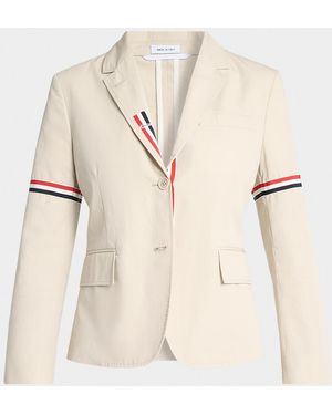 Thom Browne Grosgrain Arm-Band Single-Breasted Cotton Sport Coat - Natural