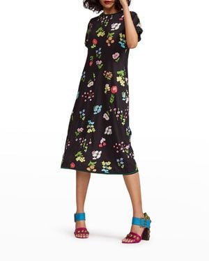 Cynthia Rowley Raya Floral-print Midi Tee Dress - Black