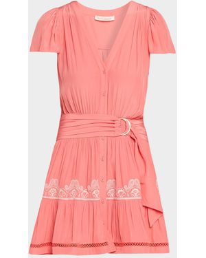 Ramy Brook Aster Embroidered Mini Dress - Pink