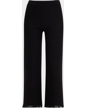 Kobi Halperin Bowen Fringe-Hem Pique Pants - Black