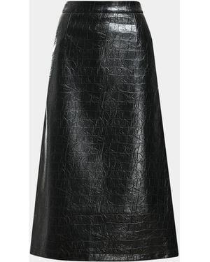 Essentiel Antwerp Kind Faux Leather Midi Skirt - Black