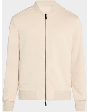 Bugatchi Apos;S Soft Touch Reversible Baseball Jacket - Natural