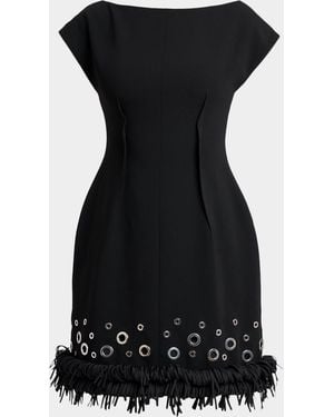 Proenza Schouler Grazziela Grommet Embellished Fringed Mini Dress - Black