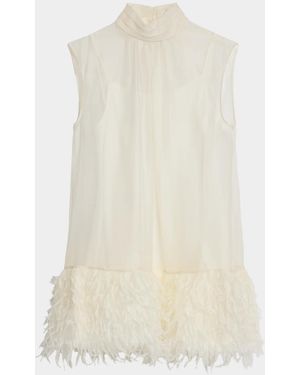 Jonathan Simkhai Shirya Feather-Trimmed Organza Mini Dress - Natural