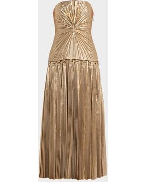 Acler Fintry Metallic Strapless Dress - Natural
