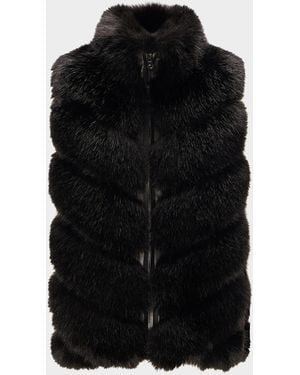 Lyla Grant Fur-Free Quilted Faux Fox Vest - Black