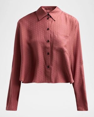 Kiki de Montparnasse Say My Name Cropped Silk Lounge Shirt - Red
