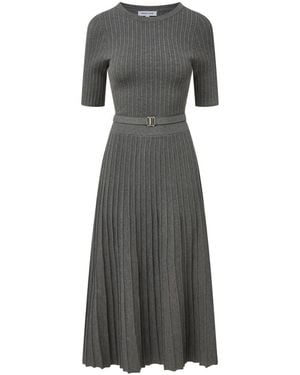 Veronica Beard Elthea Belted Midi Knit Dress - Gray