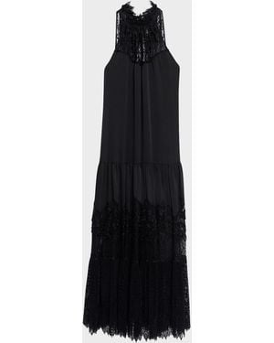 Kobi Halperin Hallee Lace-Inset Halter Maxi Dress - Black