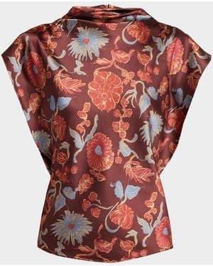 Tanya Taylor Adrien Floral Satin Top - Red