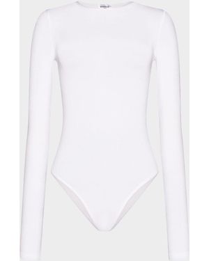 Wolford Jewel Neck Long-Sleeve Bodysuit - White
