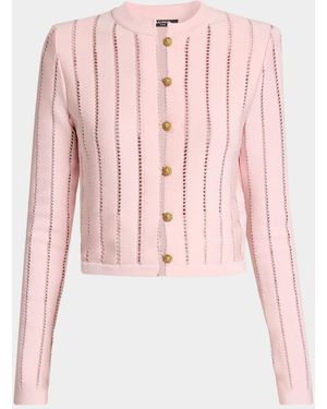 Balmain Buttoned Flechage Openwork Cardigan - Pink